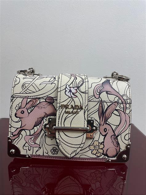 prada glace cahier|Prada Rabbit Print Glace Calf Cahier Bag .